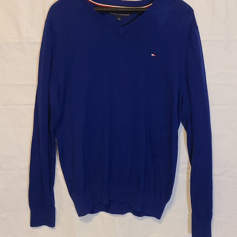 Tommy Hilfiger Blue V-Neck Sweater